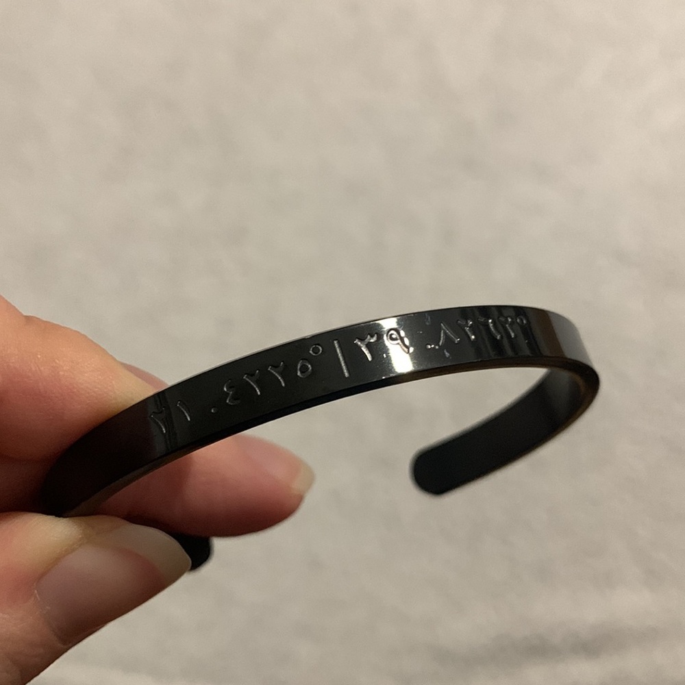 Nominal Men’s Black Bracelets with Kaaba Coordinates